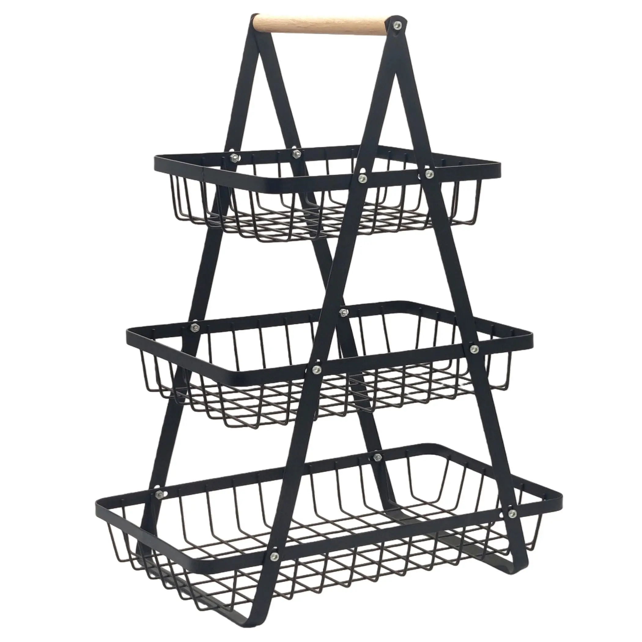 Three-Tier Fruit Basket, Portable Fruit Bowl, Kitchen Storage, Fruit Vegetables Bread Snacks Banana Rack, Detachable Metal Rectangular Basket, Countertop Organizer, Home Decor, Wire Storage Basket, Detachable Fruit Baskets