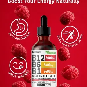 Vitamin B12 Liquid Drops, B Complex with B6, B1, Niacin & Folate - Supports Energy, Brain & Heart Health, Non-GMO, Gluten-Free, 4 Fl Oz Dietary Supplement