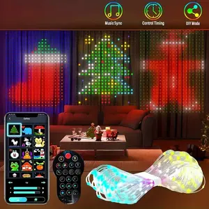 400-LED USB Smart Curtain Lights Custom Text/Patterns Music Sync & App Control for Indoor Outdoor Holiday Decor