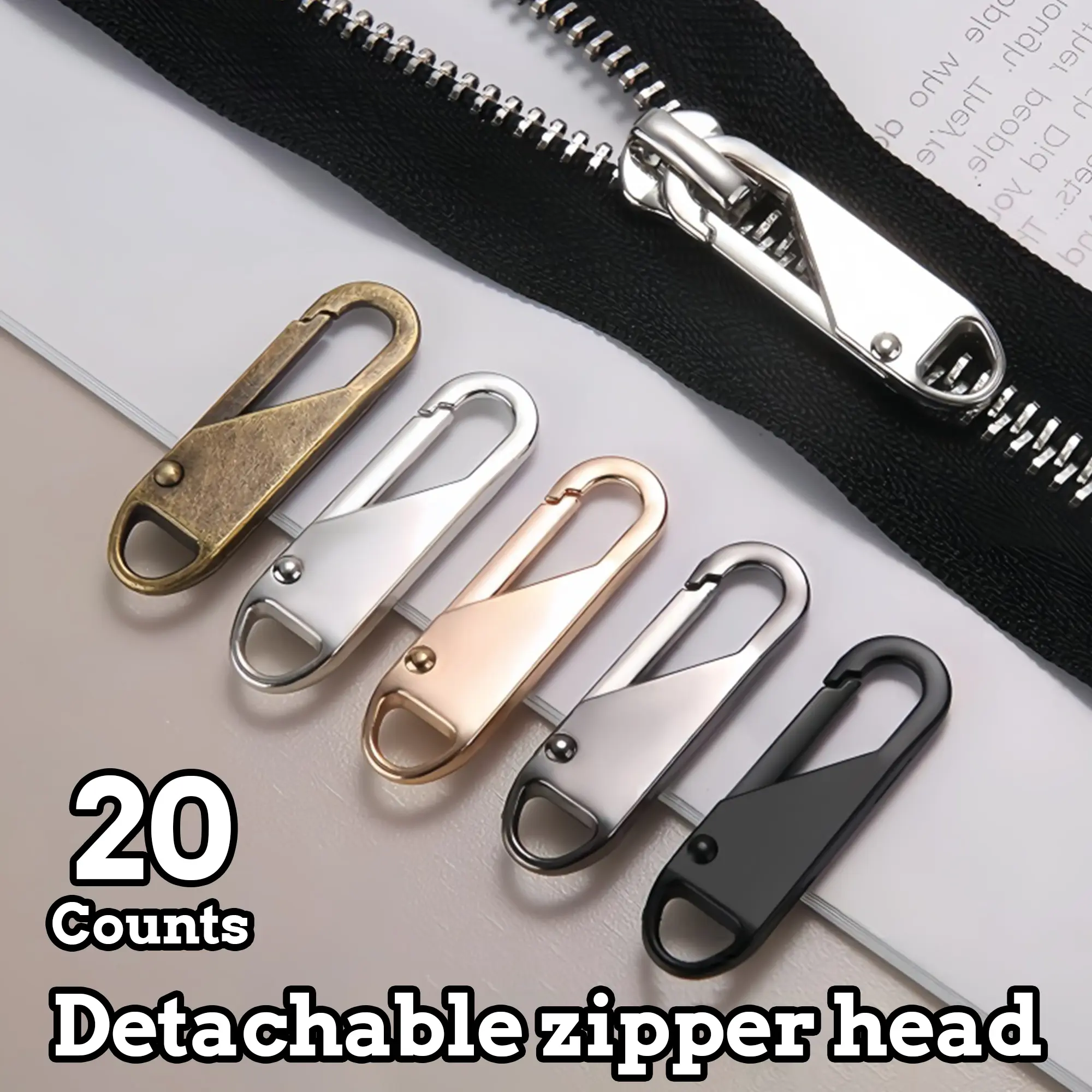 20 Counts Detachable Zipper Pulls in Zinc Alloy Premium Material for Most Zippers as Replacement Easy to Use & Repair