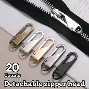 20 Counts Detachable Zipper Pulls in Zinc Alloy Premium Material for Most Zippers as Replacement Easy to Use & Repair