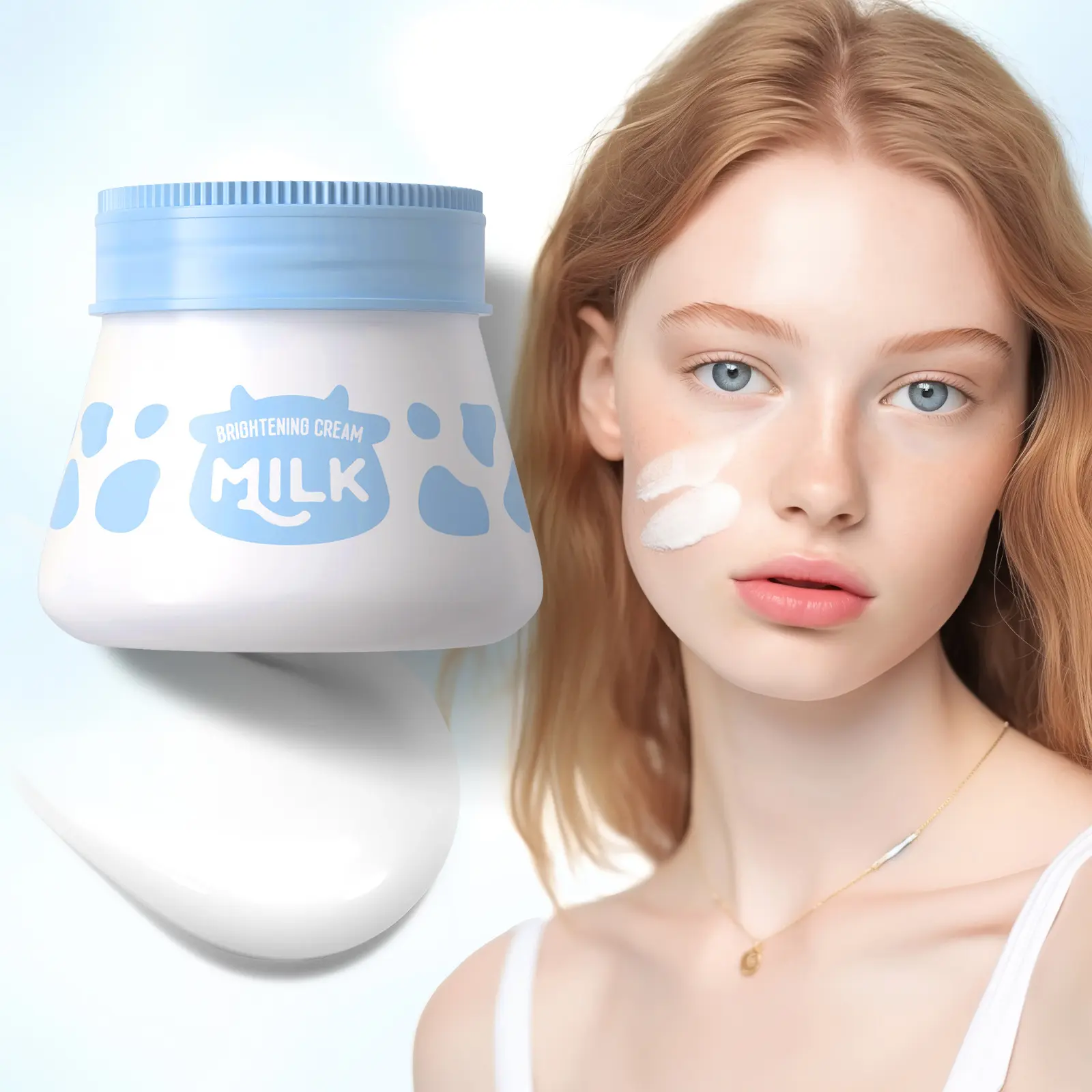 55g Milk Brightening Face Cream with Milk Protein & Hyaluronic Acid, Instant Brightening, Moisturizing, Moisturizing Facial, Water Glow Skin, Nourishing Protection
