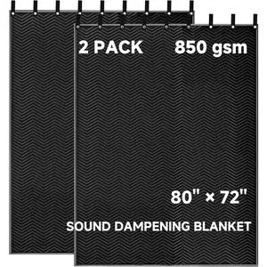 2 count Large Sound Dampening Blanket 80" x 72", 850GSM Acoustic Sound Blanket with Grommets, Heavy Duty Studio Sound Absorption Blankets,Acoustic Blanket Noise Reduce for Room,Moving Blankets
