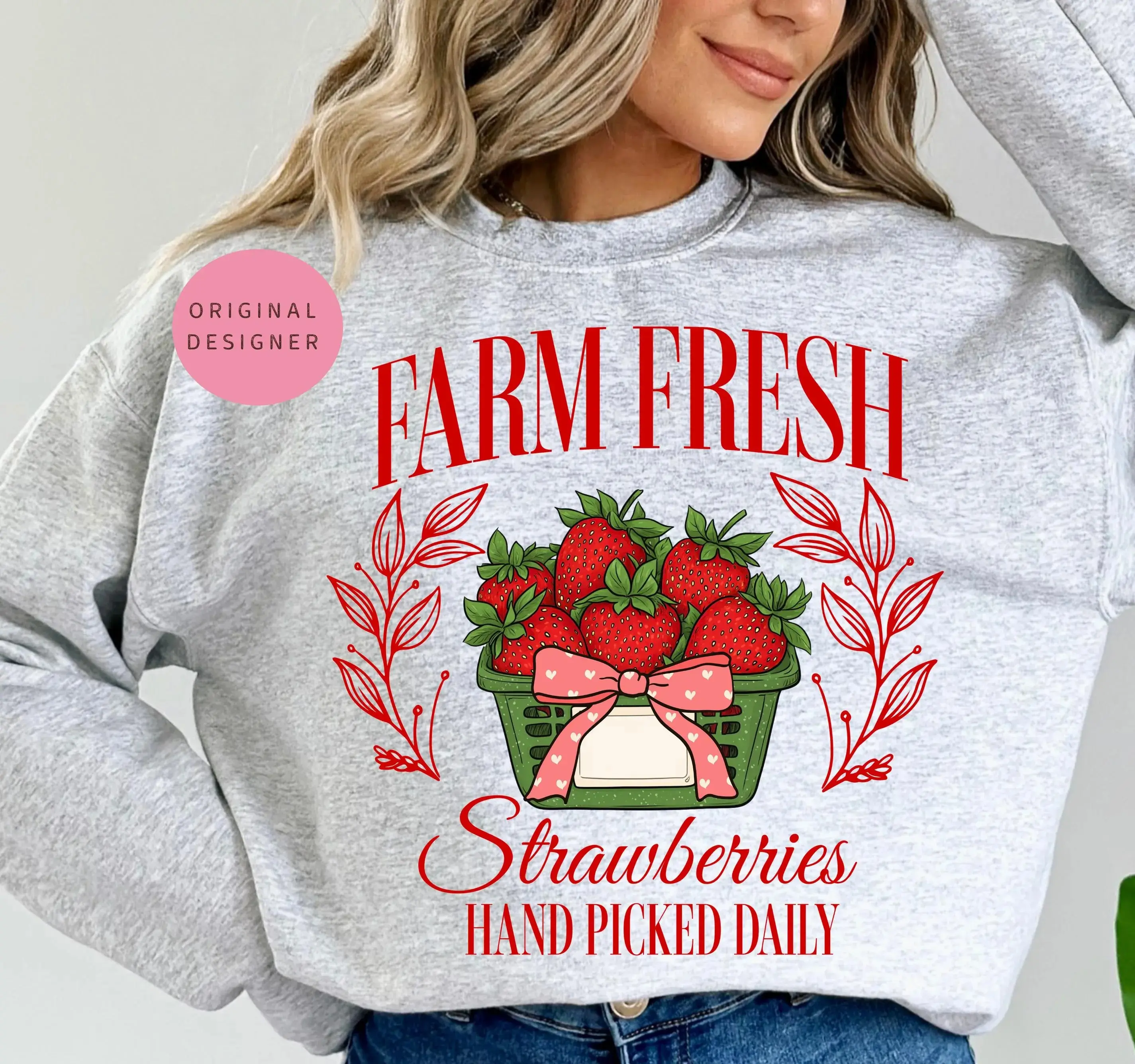 Farm Fresh Strawberry Sweatshirt, Strawberry Basket Sweater, Coquette Farmhouse, Strawberry Festival Shirt , Strawberry patch