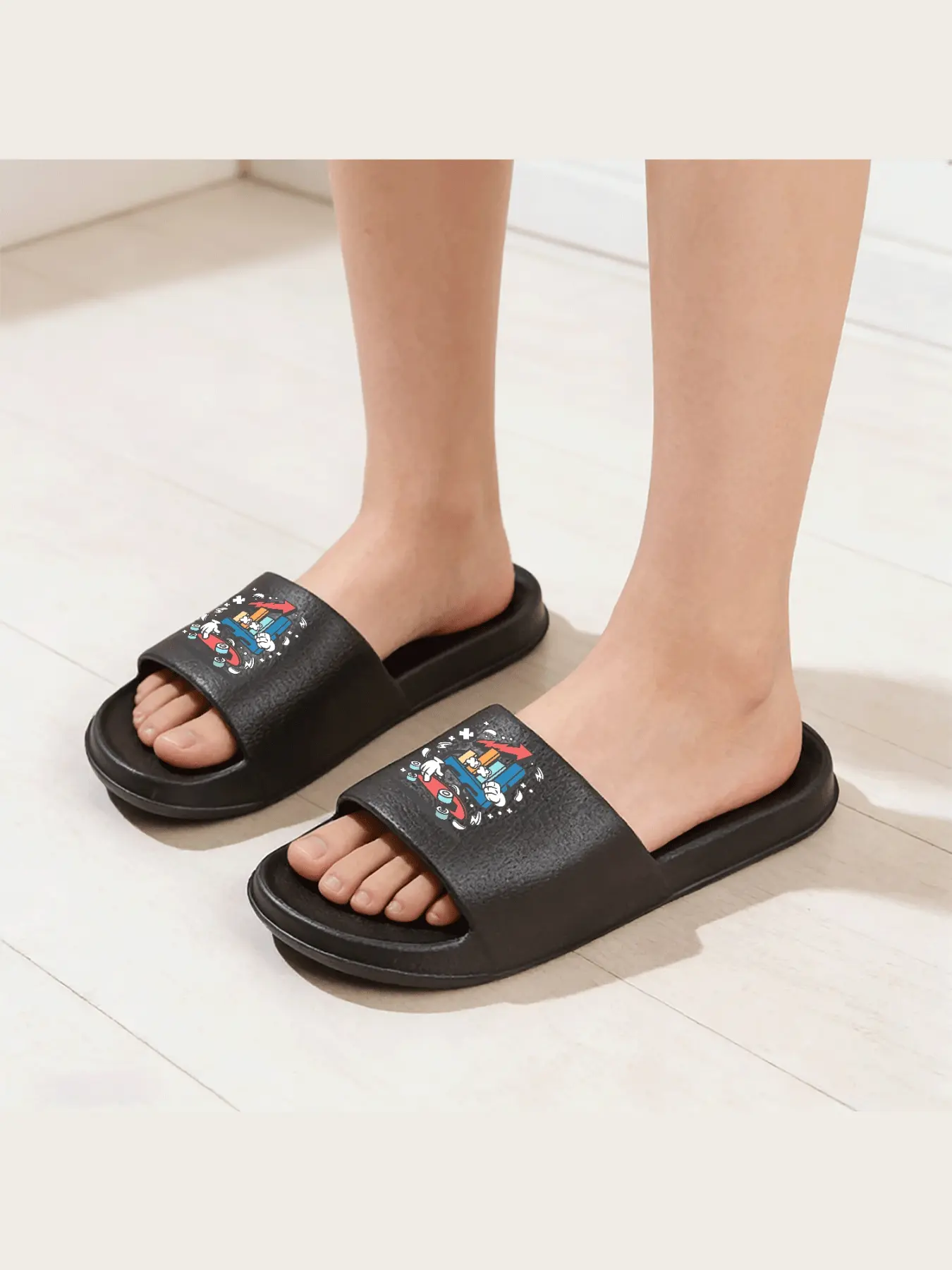 Trendy Skateboard Themed Slippers with Colorful Bar Chart Design and Dynamic Arrow Graphics for Men Women Casual Comfort Non Slip Indoor Outdoor Footwear Lightweight Soft Sole Daily Wear