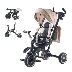 summervibes 7-in-1 Toddler Tricycle Stroller for 18 Months-5 Years Old, Kids Trike with Parent Push Handle, Canopy, Rotating Seat, Storage, Easy Switch, Birthday Toy for Boys and Girls