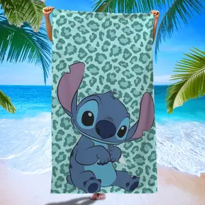 Stitch Cute Beach Towel, Light Leopard Print, Absorbent Quick-Dry Microfiber, Perfect for Pool Party, Yoga, Beach Vacation