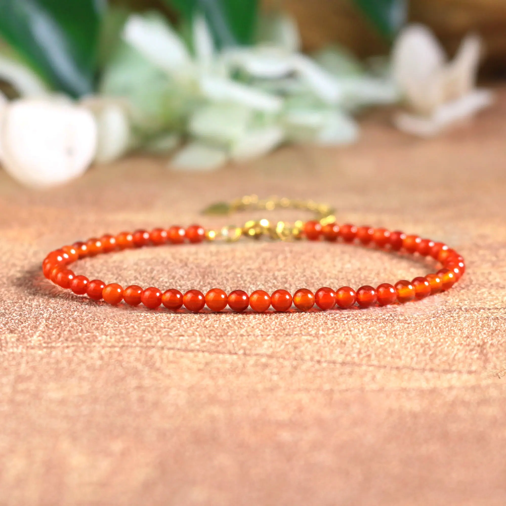 Natural Solid Carnelian 3mm Round Beads Dainty Red Agate Jewelry Crystal Dainty Bracelet Healing Reiki Minimalist Bracelet