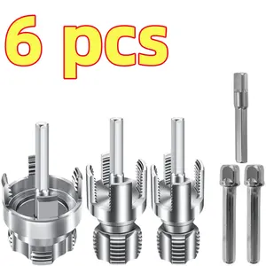 6-Piece Heavy Duty Alloy Pipe Threading Tool Set| 1/2 inch, 3/4 inch, 1 inch Integrated Internal and External Pipe Threading Dies| Includes Teflon Tape| Drill Compatible| Suitable for PVC/PPR/MPP Pipes| Plumbing Tools - Professional and DIY Pipe Inst
