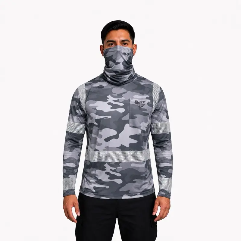 UNISEX LONG SLEEVE HIGH VISIBILITY SHIRT WITH MASK INCLUDED   - GRAY