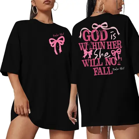 Men's Cotton Faith Over Fear Graphic Print T-Shirt - Cute Korean Drop Shoulder Oversized Fit Christian Religious Gym Workout Top