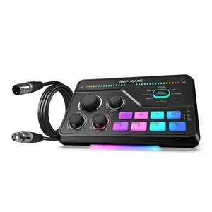 FIFINE SC8 Gaming Mixer with XLR Cable Bundle, Audio Interface with 7.1ch Surround Sound Headphone Amp XLR Preamp USB Plug Play Voice Changer RGB Volume Control 3 EQ Modes