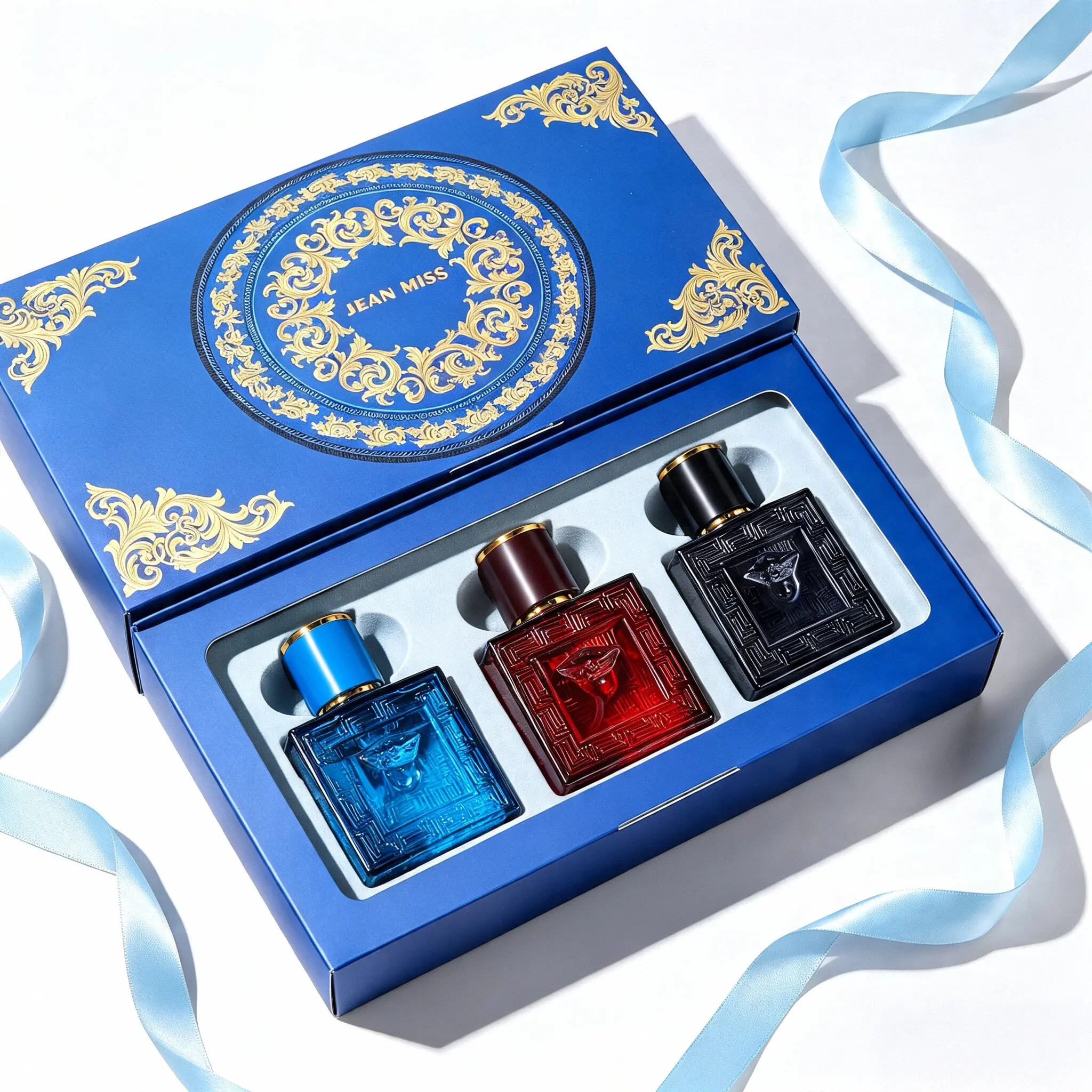 3-Piece Men's Perfume Gift Set, Premium Portable Fragrance Kit with Exquisite Blue Gift Box, Ideal Present for Men on Birthdays, Holidays & Dates