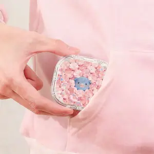 Pink Floral Blue Pig Printed Retainer Box Anti Lost Portable Denture Storage Case Outdoor Carry Orthodontic Retainer Box Drop Resistant Scratch Proof Invisible Aligner Case