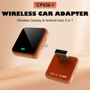 The 2026 upgraded 2-in-1 wireless CarPlay adapter supports Apple CarPlay and Android Auto, features a USB interface, includes a Type-C adapter, is plug-and-play, and offers a stable, lag-free connection.