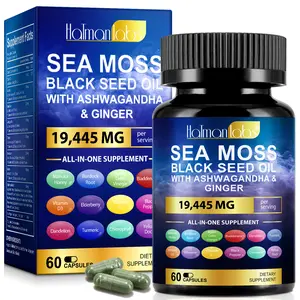 Sea Moss Capsules 60 Count | 3-in-1 Formula with Black Seed Oil & Ashwagandha | 19445mg Irish Sea Moss Supplement | Supports Immunity Energy & Overall Wellness | Men & Women