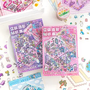 DIY Miniature Scene Set, 20 Pet Stickers + 10 Background Cards, Cute 3D Paper Craft Kit for Creative Projects & Home Decor