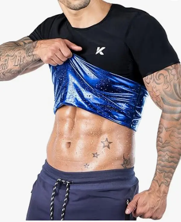 Men's Sweat Enhancing Compression Tee - Short Sleeve Sauna T-Shirt for Summer Workout
