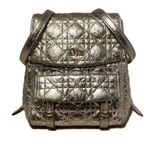 Pre-owned DIOR Crackled Patent Leather Backpacks Stardust Silver Leather Backpack