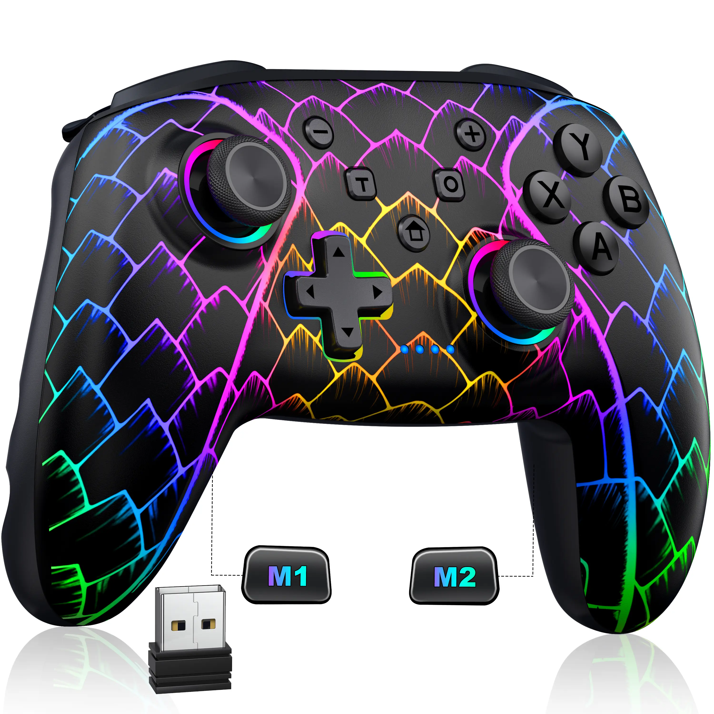 Wireless PC Gaming Controller - Hall Effect Joystick, 1000mAh Battery for PC/Switch/iOS/Android