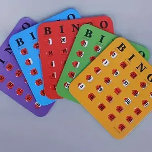 Bingo Bulk Bingo Cards with Sliding Windows, Numbered Cards - Reusable Large Print Bingo Game Cards for Adults Large Group -5 Pack