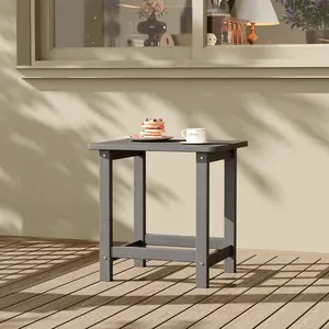 GAOMON HDPE Adirondack Square Outdoor Side Table,Weather Resistant & Easy Assembly Patio End Tables,Durable Small Patio Table for Beach,Pool,Garden,Gray