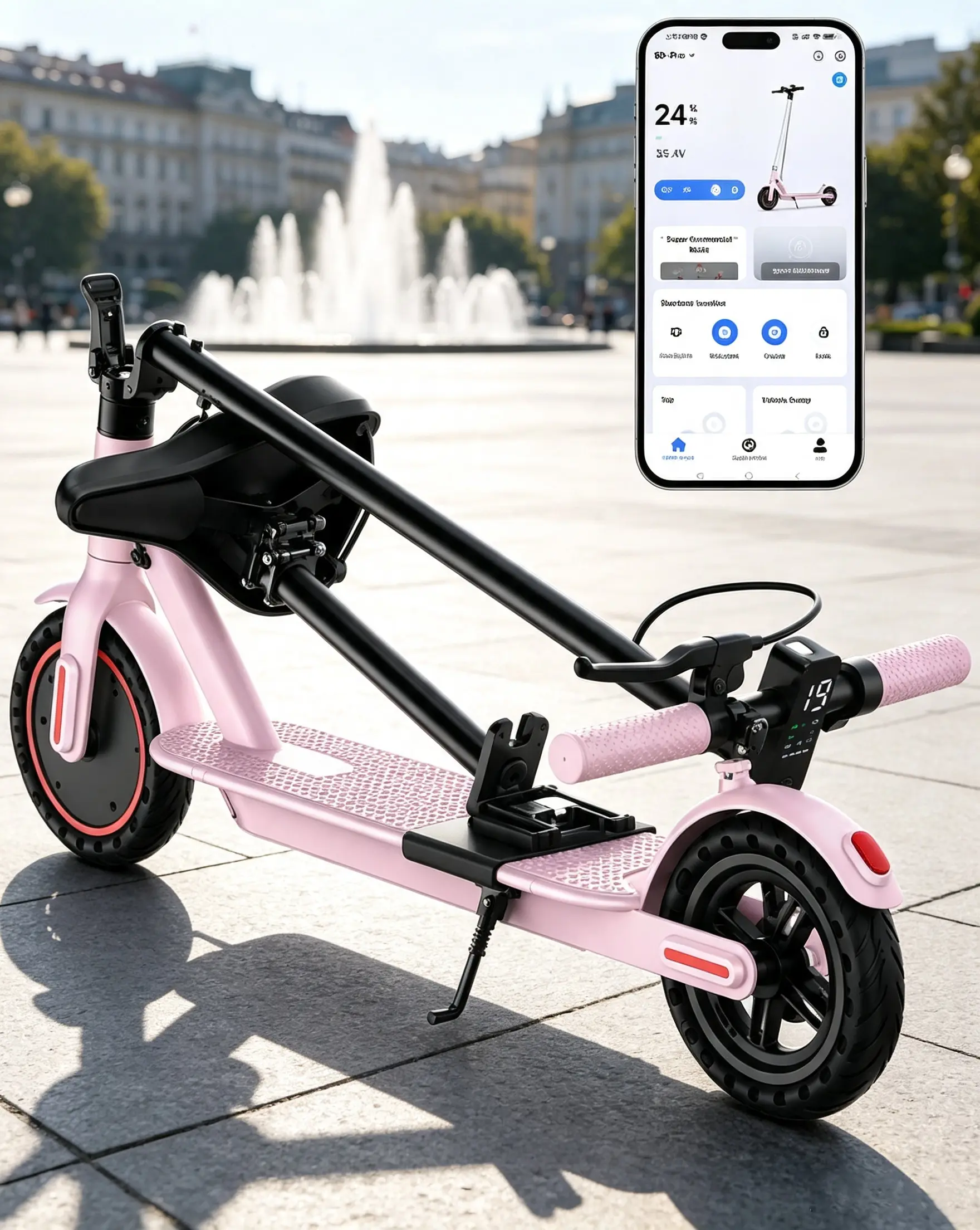Foldable Electric Scooter with Seat - 19 MPH Max Speed, 15-Mile Range, 8.5" Puncture-Proof Solid Tires, Smart App Control, Dual Braking System for Sports & Outdoor Fitness Use sohochic sohochic sohochic sohochic sohochic sohochic