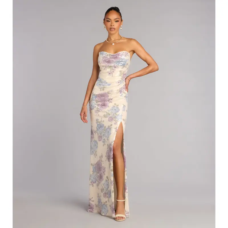 angelina satin tie back floral sequin dress windsor - TikTok Shop angelina satin tie back floral sequin dress windsor - TikTok Shop