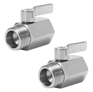 【fathersdaygift】M MINGLE Garden Hose Shut Off Valve, Heavy Duty 304 Stainless Steel, 3/4 Inch, 2-Pack with 2 Hose Washers , Garden Hose Connectors