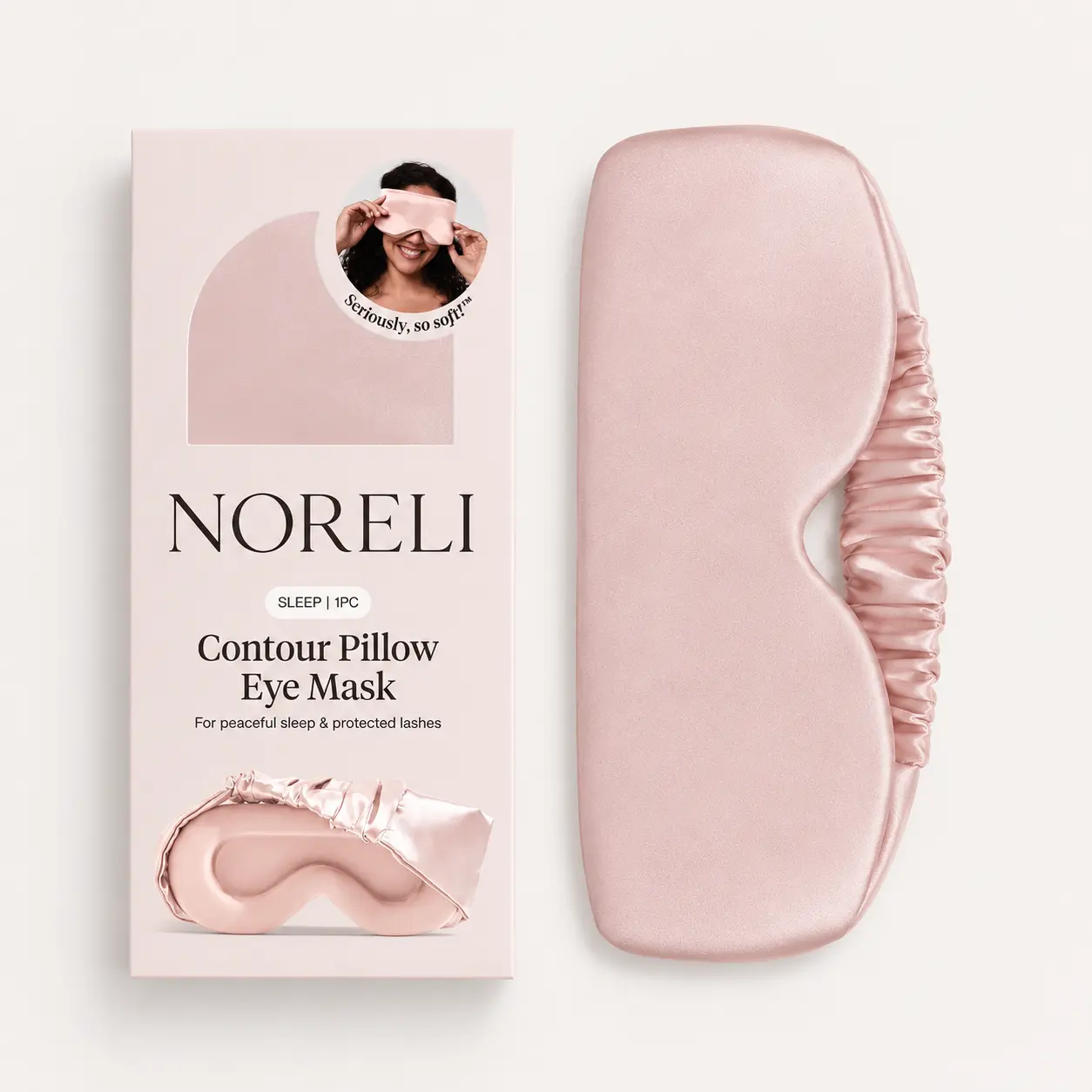 NORELI Contoured Sleep Mask, Soft Satin 3D Eye Mask with Cushioned Eye Cups, Light Blocking Sleep Mask for Lash Comfort