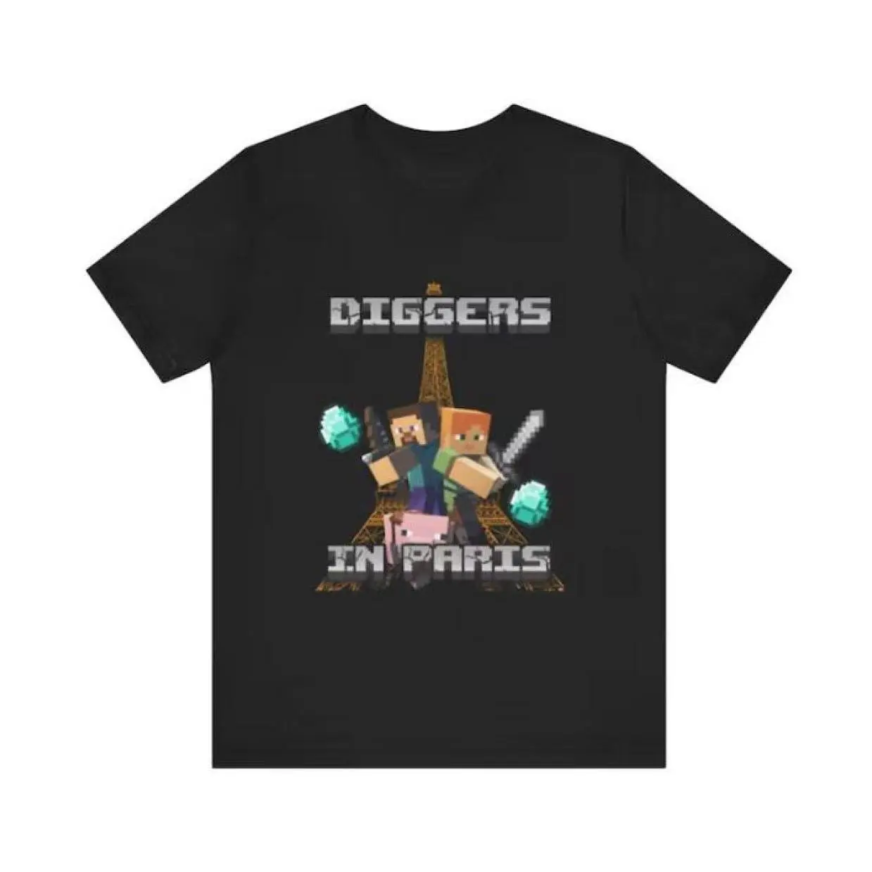 Diggers In Paris Funny Minecraft Shirt Featuring Hilarious Meme and Parody Design, Casual Cool, For Every Occasion, Classic