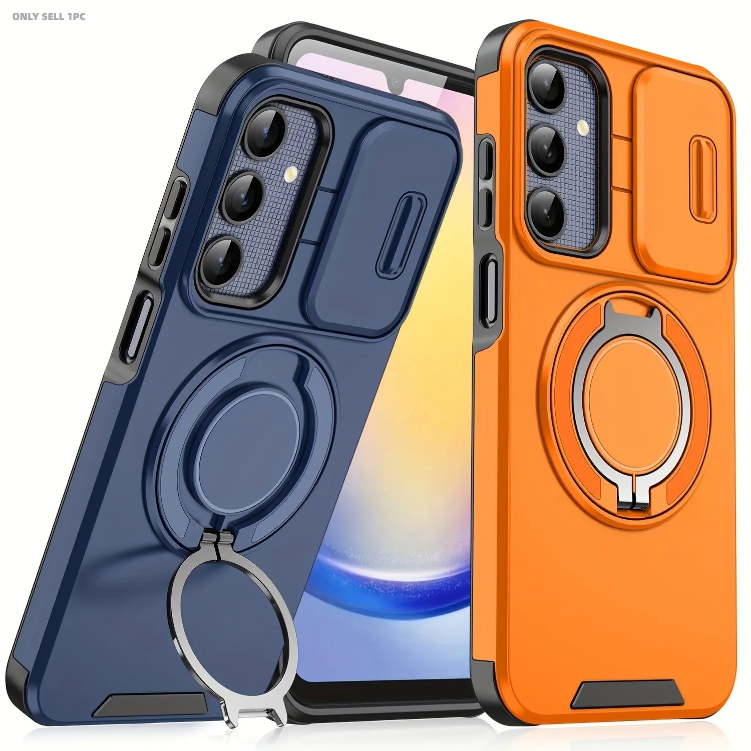 Phone Case Compatible with Compatible with Galaxy A57 A56 A55 A54 A36 A35 A17 A16 A15 A14 A13 A26 A25 A23 A07 A06 A05S A05, Slide Lens Protect Shockproof Armor Protection Ring Holder Cover Casing, Practical Gift Must-Have, Protective Shockproof Cover