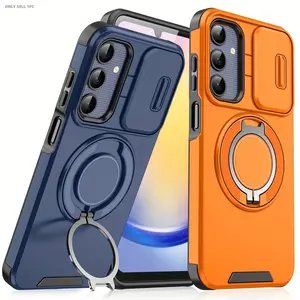 Phone Case Compatible with Compatible with Galaxy A57 A56 A55 A54 A36 A35 A17 A16 A15 A14 A13 A26 A25 A23 A07 A06 A05S A05, Slide Lens Protect Shockproof Armor Protection Ring Holder Cover Casing, Practical Christmas Gift Must-Have, Perfect Holiday Gift