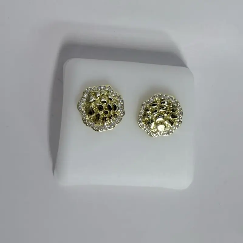Gold Plated Round Nuggets Earrings - Elegant and Durable Design Gold Plated Round Nuggets Earrings - Elegant and Durable Design