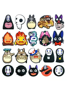 20pcs Anime No Face Man Series Cartoon Shoe Accessories, Cute Kids' Shoe Decorations, Wristbands, Sandals, Perfect Christmas Gifts