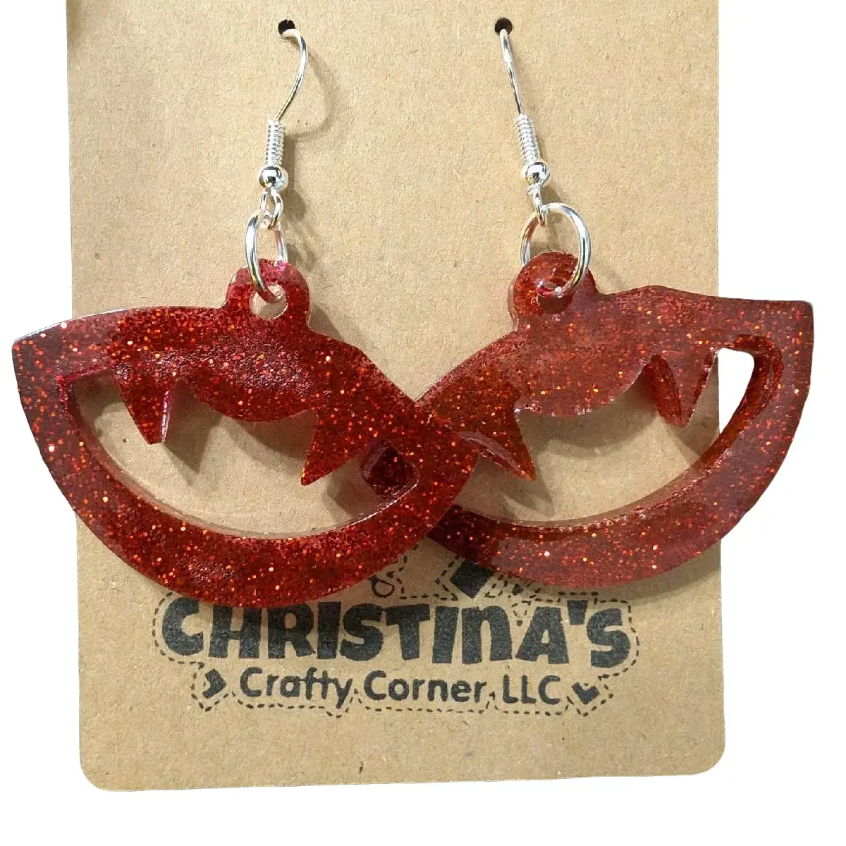 Red Glitter Vampire Lips Fangs Earrings for Women