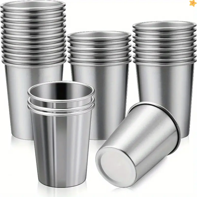 Ultradurable Stainless Steel Cups, 8-Pack 8.7oz/260ml, Unbreakable & Reusable Stackable Drinkware for Kids & Adults, Campfire Safe for Camping & Travel, Campfire Safe Cups & Mugs, Rugged Cups & Mugs