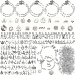 487 bracelet making sets, 10 round chain bracelets with OT toggle clasps, 30 ear hooks, 147 charming pendants, and 300 jewelry making open jump rings