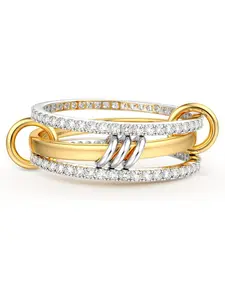 Gold Stackable Rings for Women Men Non Tarnish, Gold Plated Cubic Zirconia Rings, Silver Gold Multi Ring Mixed Metals Stack Rings Set