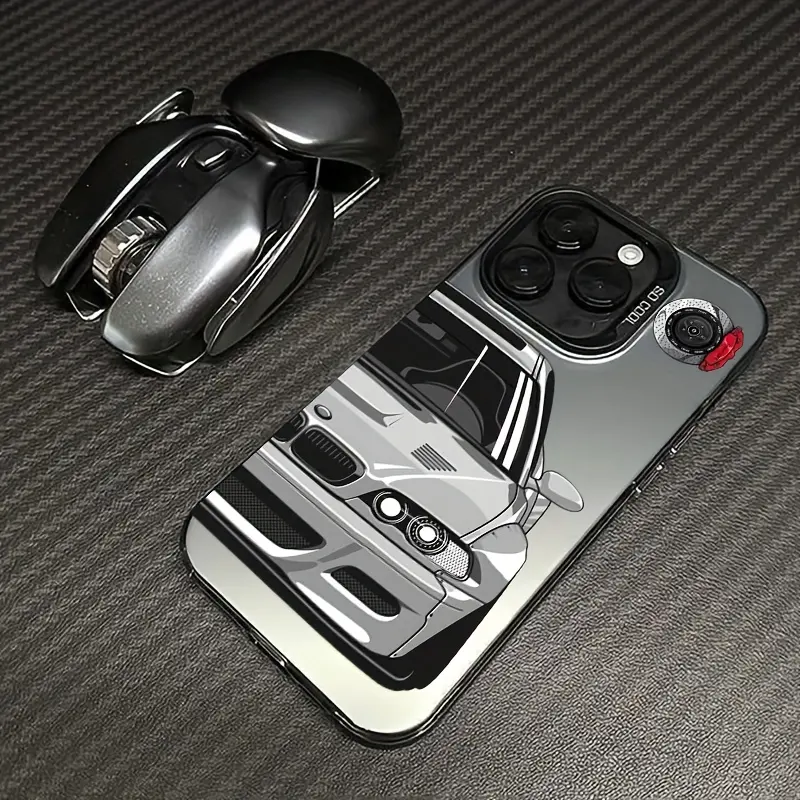 A soft silicone shockproof IMD silver half-face racing print phone case, compatible with iPhone 17/16/15/14/13/12/11/X/XS/XSMAX/XR/7P/8P, shockproof and Drop Resistant, a perfect gift for friends and family, Accessories, Smartphone, Cellphone