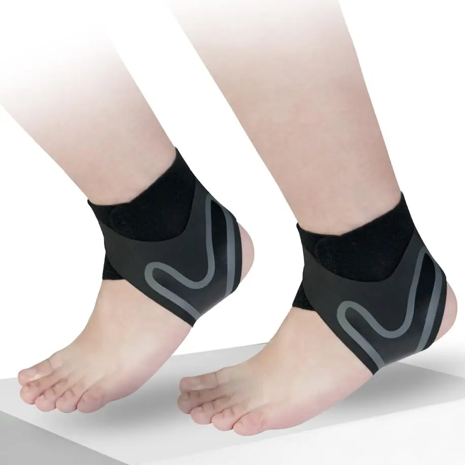 2 Pack Ankle Compression Sleeves, 3D-Knit Brace with Adjustable Straps & Arch Support for Plantar Fasciitis, Running & Sprains, Adjustable Straps Fit Your Ankle, Arch Straps Steady Plantar Fascia