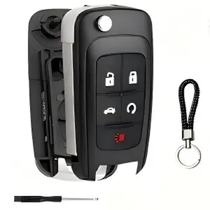 WOAOW 5 Button Key Fob Shell Replacement for Chevy Cruze Camaro Impala Equinox GMC Terrain Buick Regal Lacrosse 2017 2016 2015 2014 2013 2012 2011 2010 OHT01060512 Keyless Entry Remote Flip Car Key Fob Case