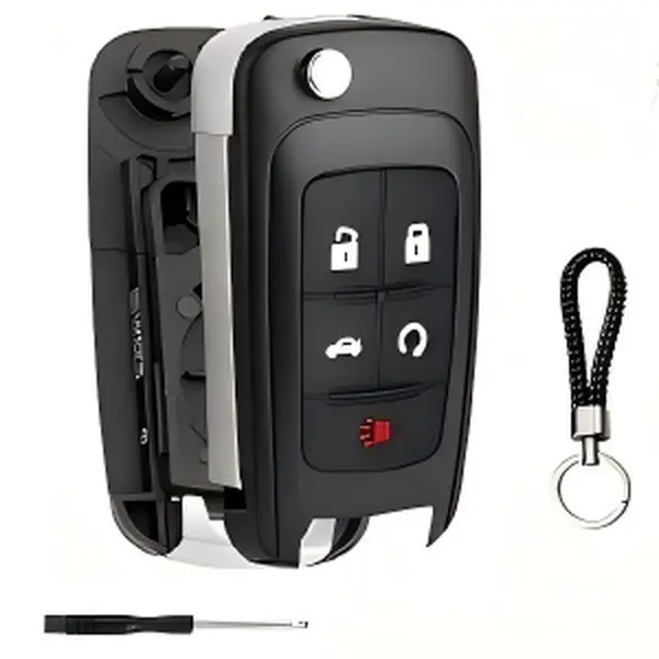WOAOW 5 Button Key Fob Shell Replacement for Chevy Cruze Camaro Impala Equinox GMC Terrain Buick Regal Lacrosse 2017 2016 2015 2014 2013 2012 2011 2010 OHT01060512 Keyless Entry Remote Flip Car Key Fob Case