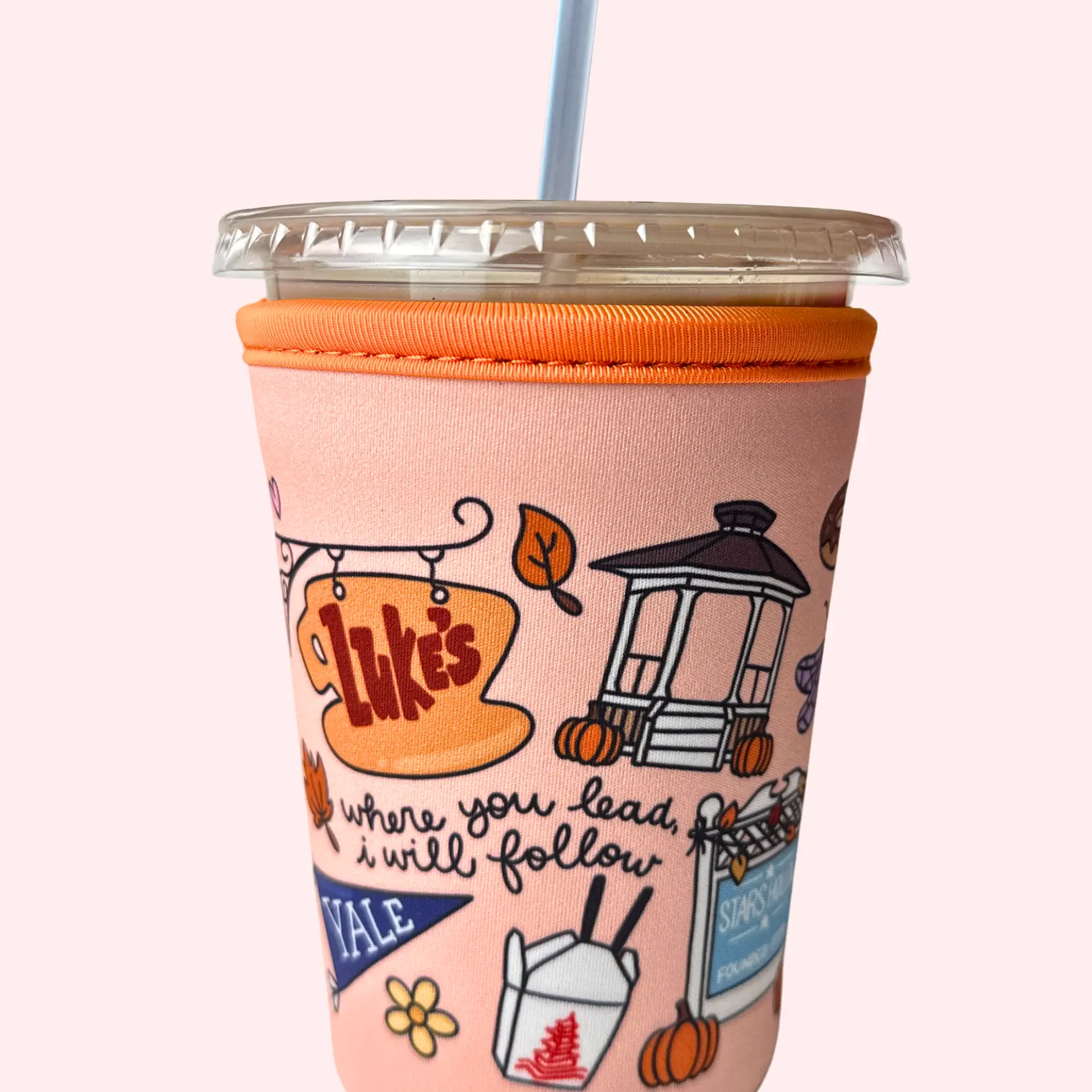 GG Fall Icons Drink Sleeve: Reusable 16-32oz Coffee Sleeve, Koozie, Gilmore Girls Inspired
