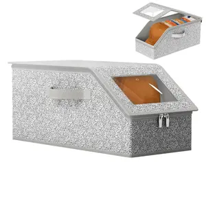 Baseball Cap Storage Organizer with Zipper, Holds 24 Hats, 20 Pound Load Bearing Capacity, Stackable Design for Closet Organization, Perfect for Storing Caps, Scarves and Accessories, Dustproof Gray Container for Travel Storage