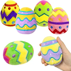 4 Pcs Easter Plush Eggs Basket Goodie Bags Stuffers Plushies Playset Basket Fillers Toys for Kids Girls Boys Easter Basket Stuffers Party Favor Gifts