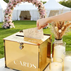 Luxury Gold Acrylic Card Box with Slot & Lock – Timeless Elegance for Weddings, Parties & Special Events