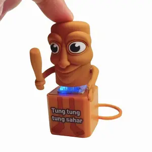 Funny Italian Brainrot Tung Tung Sahur Sound Keychain - Realistic Audio Fidget Toy, Viral Stress Relief Press Button Gadget, Perfect Gift for Adults & Kids Unique Trendy