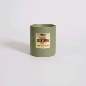 Kahlae Cran Apple Candle - Scented Soy Blend Wax - Green Container - Product of Kahlae Handcrafted.