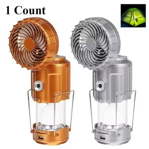 Wild Bright 1-piece portable flashlight camping lamp, lantern-style rechargeable solar fan, with foldable hook, suitable for emergency charging light during picnics, barbecues, fishing, and travels